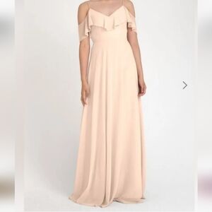 EUC Women's Jenny Yoo Maxi length cold shoulder dress, 16. BLUSH Color